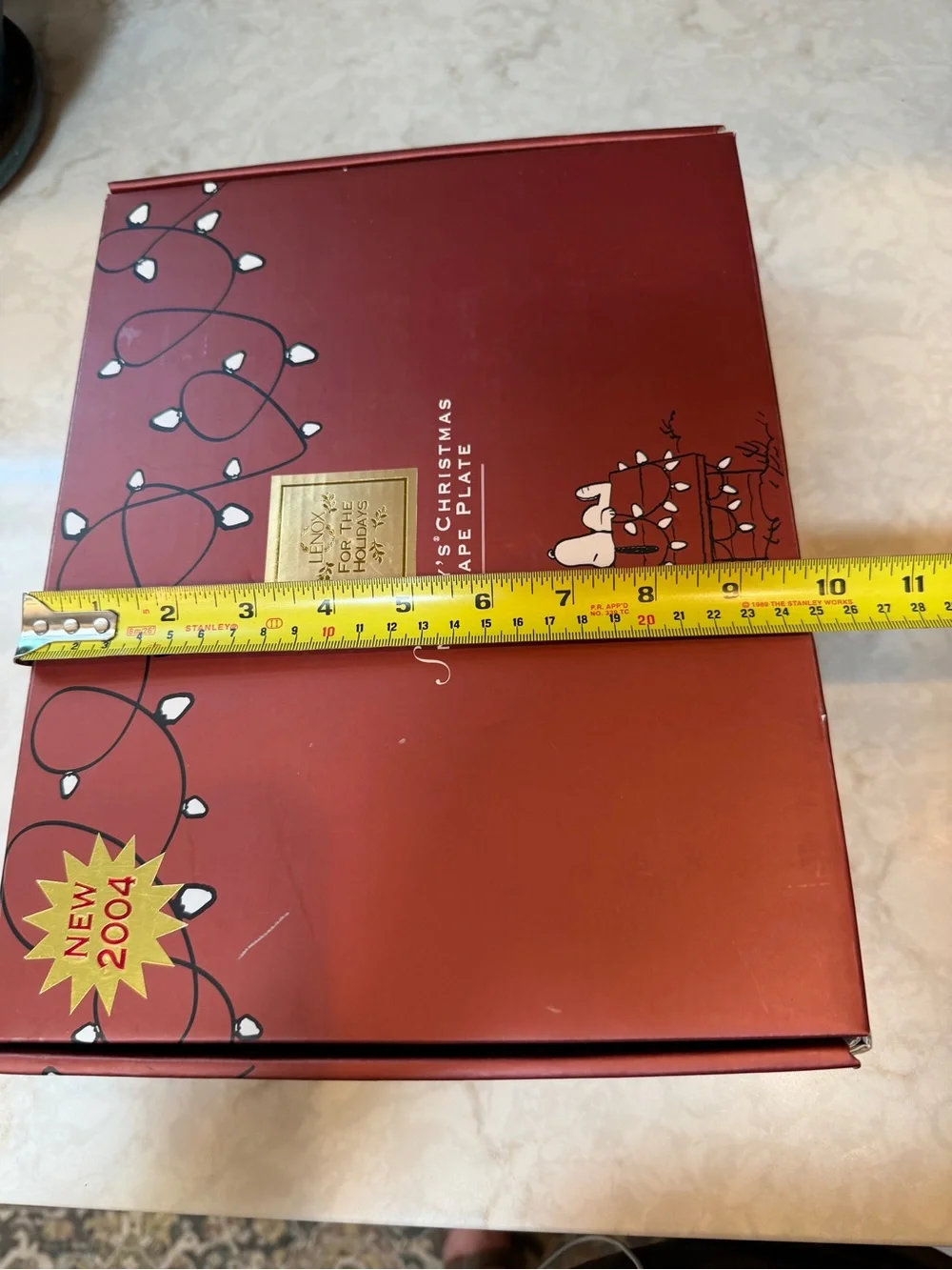 LENOX 2004 “SNOOPY'S CHRISTMAS” CANAPE PLATE 24K Gold Gilding- NEW IN ORIG BOX